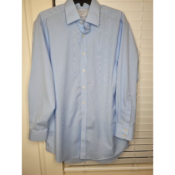 Charles Tyrwhitt Non-Iron Light Blue Check Dress Shirt 16/33 Slim Button up - Picture 1 of 4
